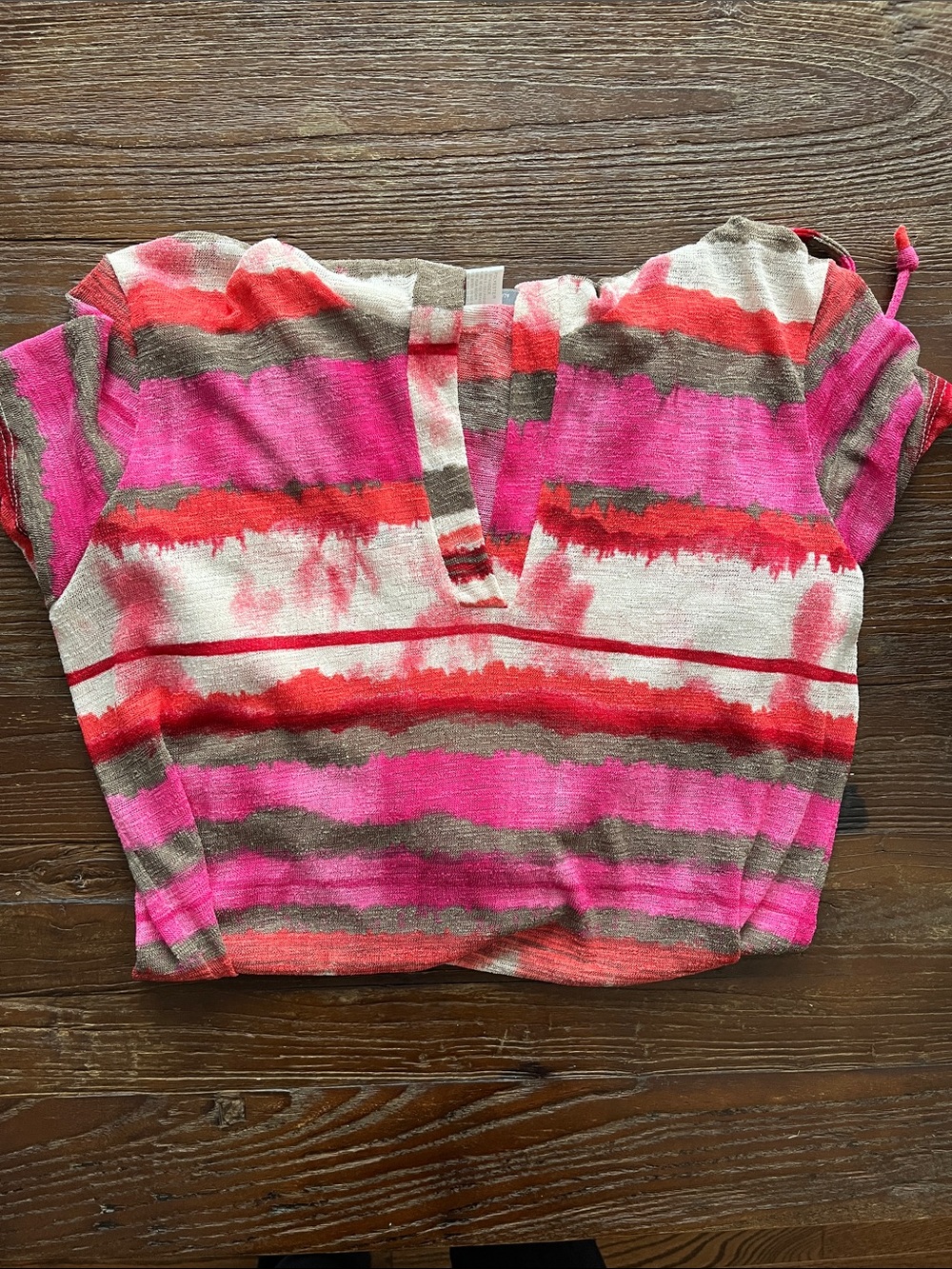 Striped Pink & Red Women’s hooded coverup